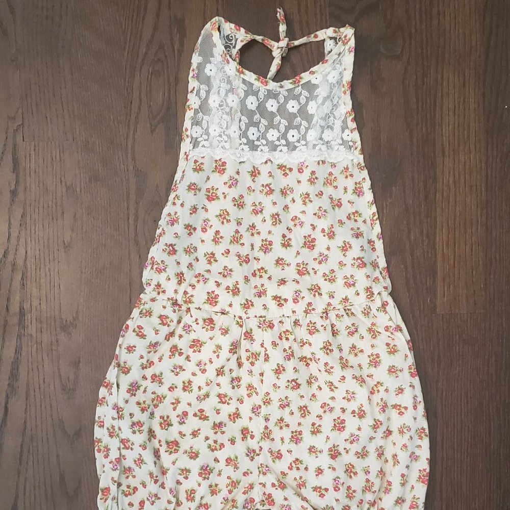 Kids Girls open-back romper shorts
